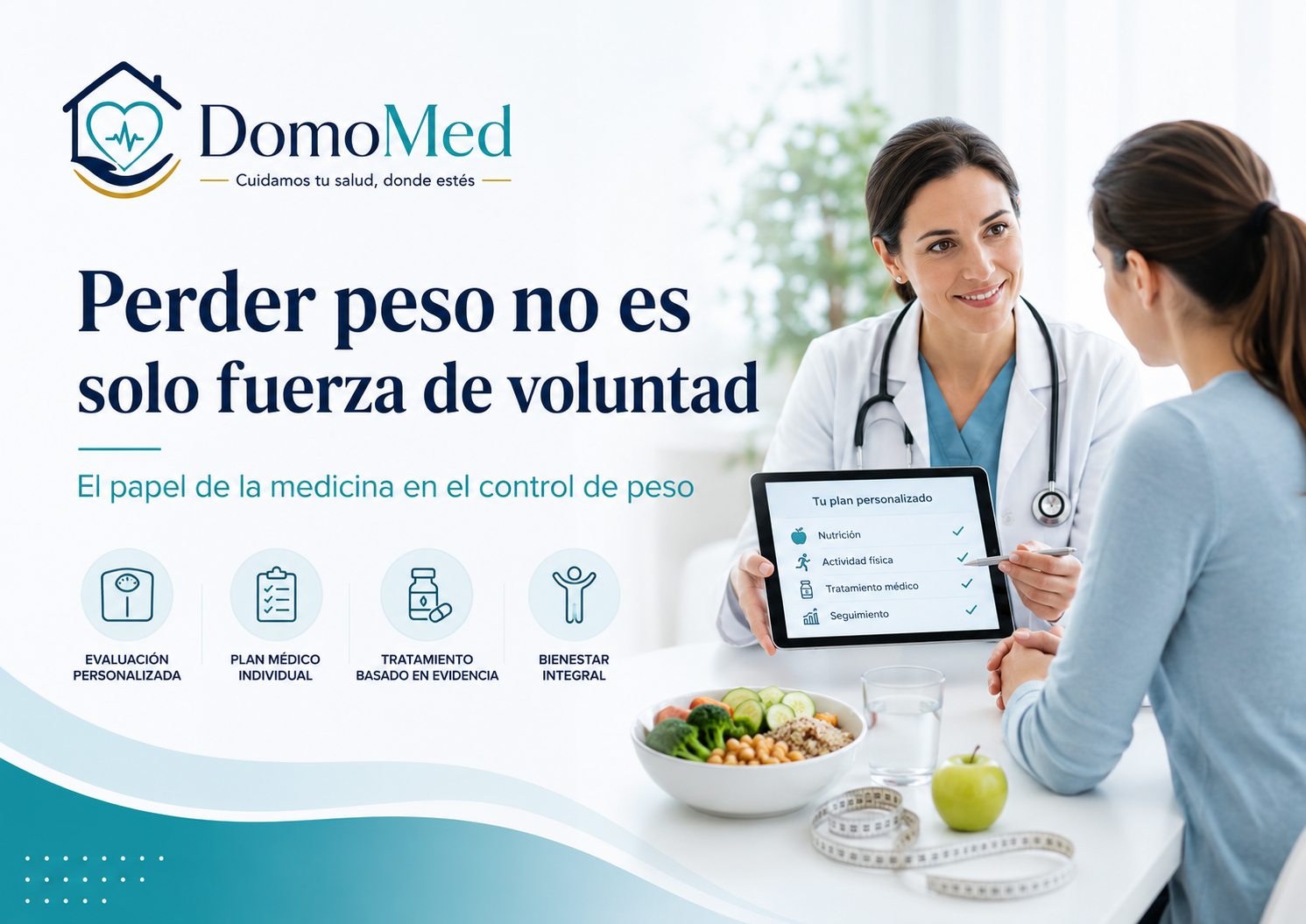 Consulta médica personalizada para el control de peso en DomoMed Salud